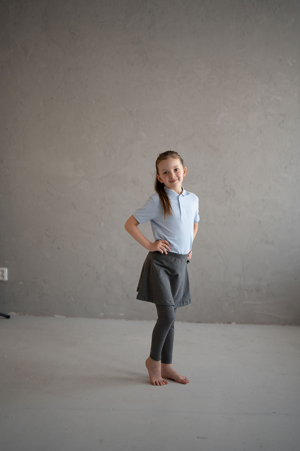 Girls’ Grey Skirted Leggings – Organic stretchy cotton