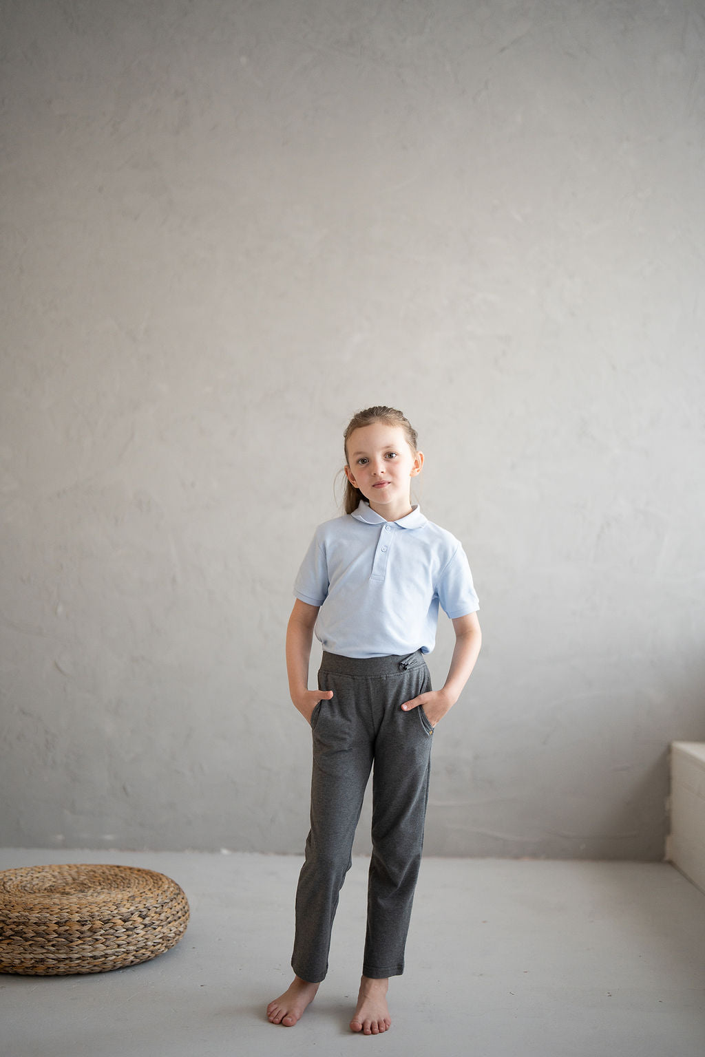 Girls’ Grey School Trousers – Cotton Blend with Pockets