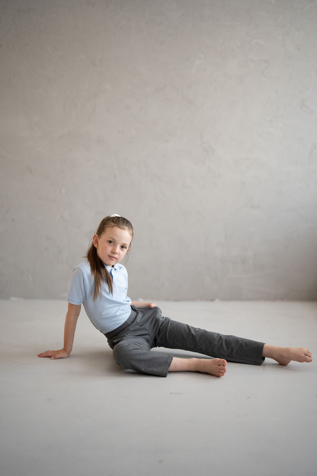 Girls’ Grey School Trousers – Cotton Blend with Pockets