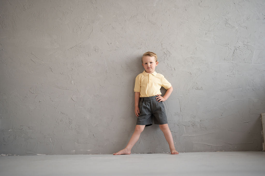 Classic Pleat Organic Cotton School Shorts – Charcoal Grey