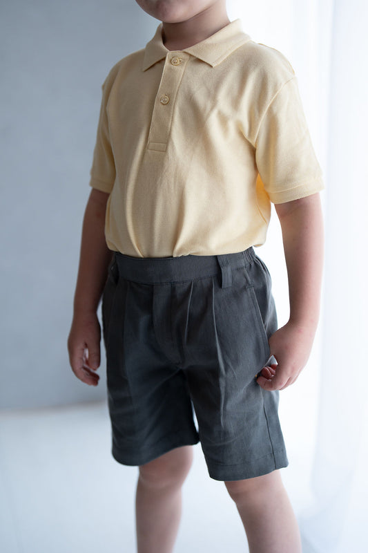 Classic Pleat Organic Cotton School Shorts – Charcoal Grey
