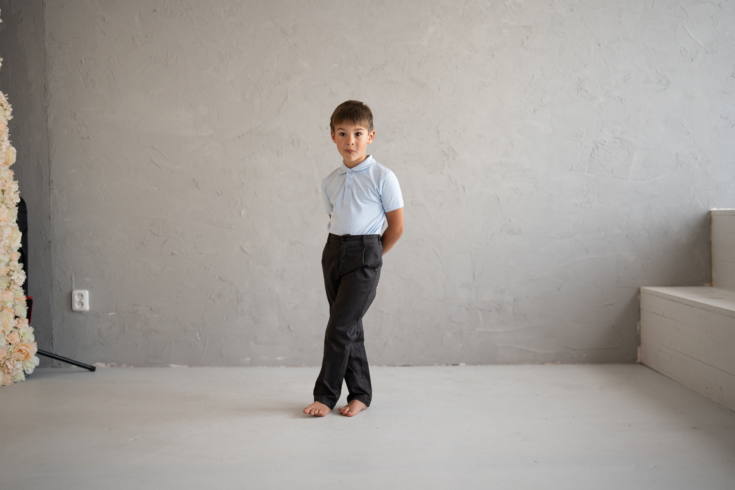 Boy's cotton twill trousers with a touch of elastan for better move