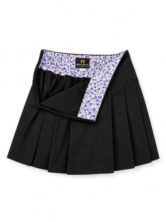 Girls’ Cotton Pleated School Skort – Black