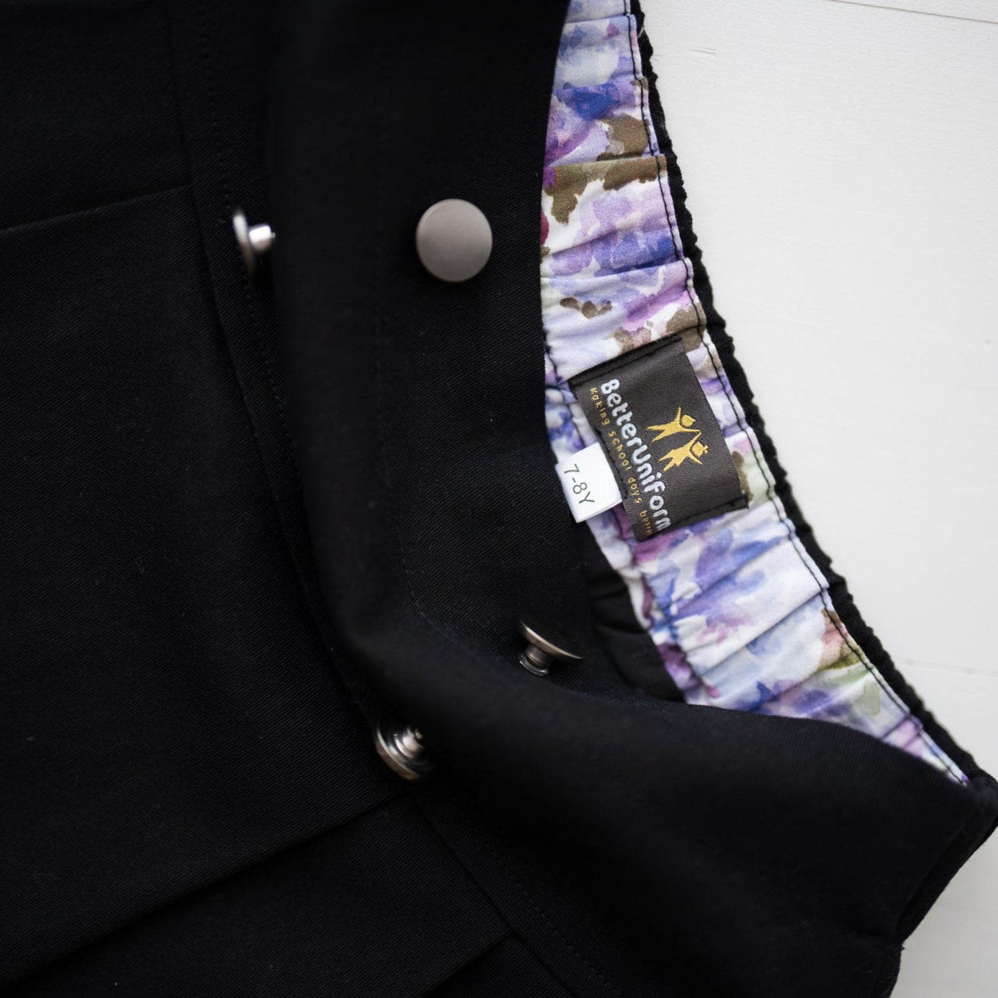 Detail of colourful lining and visible brand logo