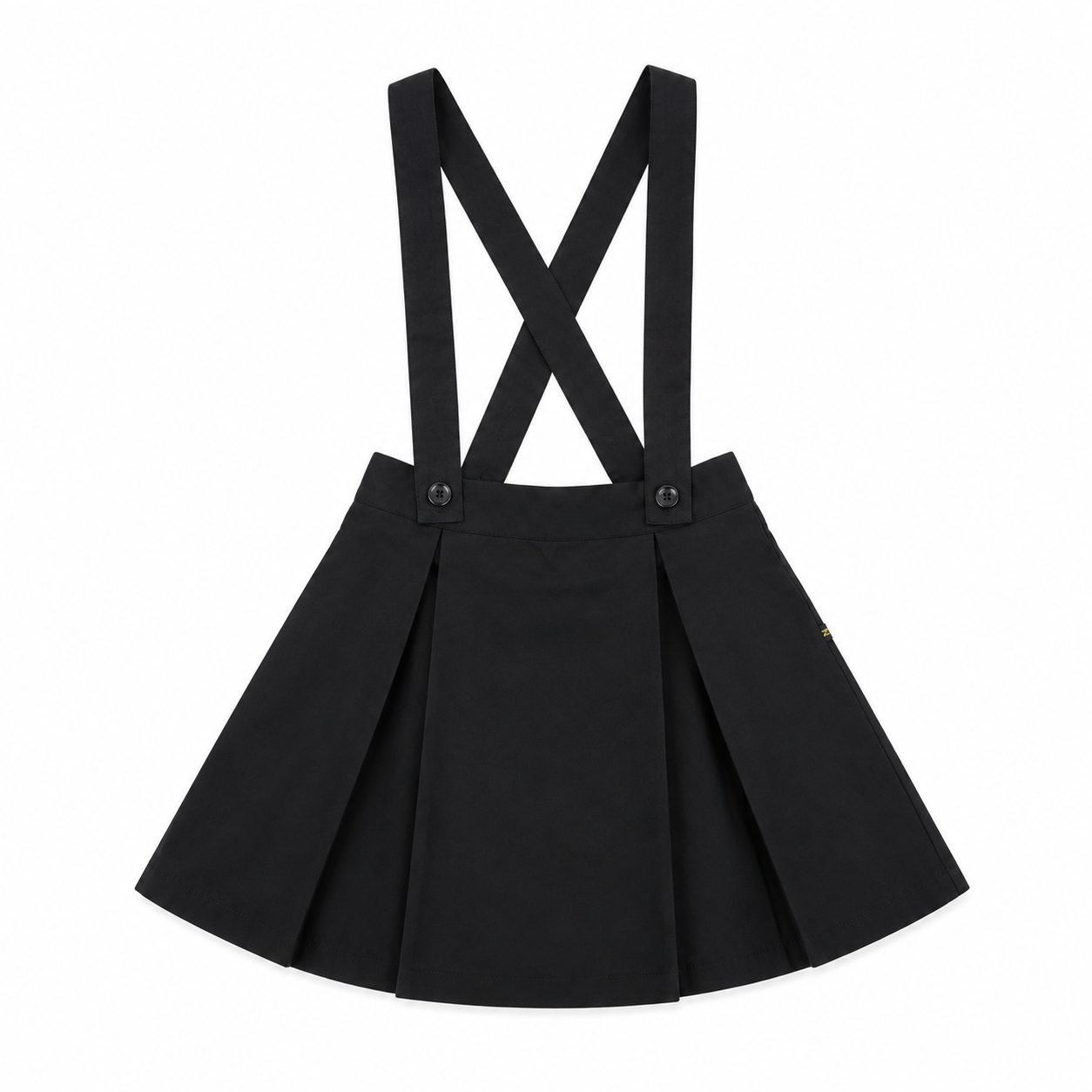 Girls’ Cotton School Skirt with Built-in Shorts & Detachable Straps – Black