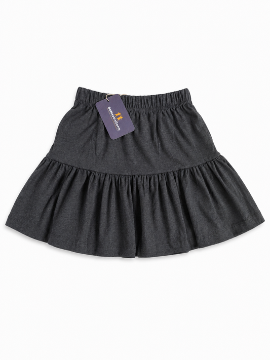 Girls’ Organic Cotton Tiered School Skirt – Grey