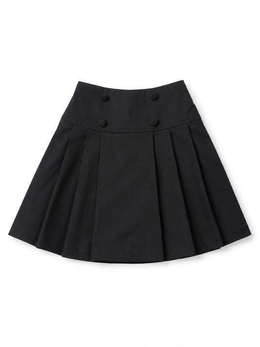 Girls’ Cotton Pleated School Skort – Black