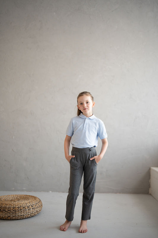 Girls’ Grey School Trousers – Cotton Blend with Pockets