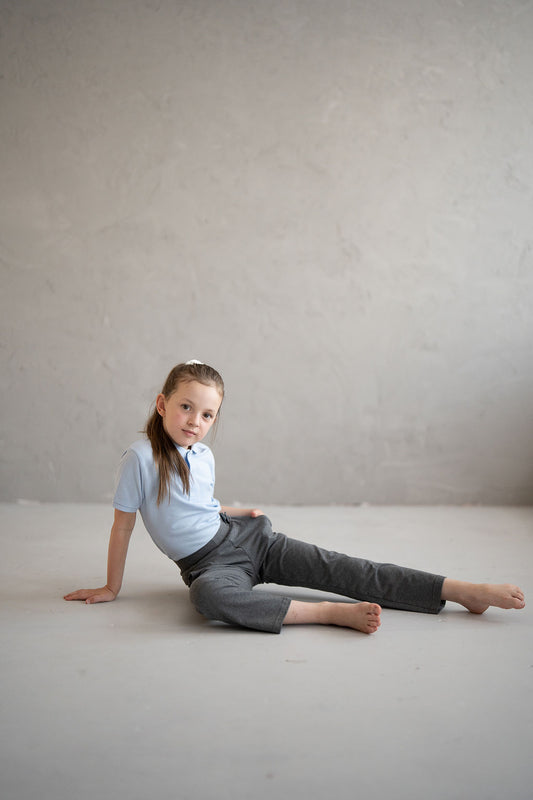 Girls’ Grey School Trousers – Cotton Blend with Pockets