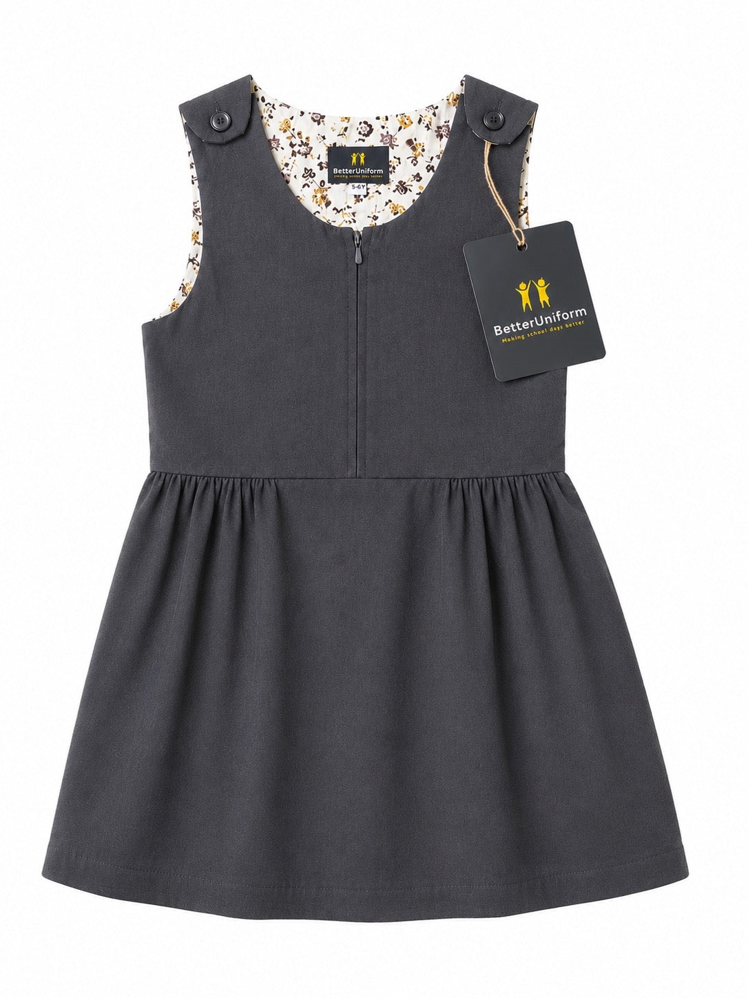 Girl's Grey Pinafore With Front Zip|BetterUniform