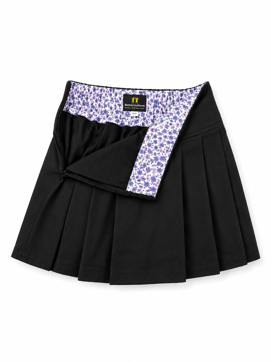 Girls’ Cotton Pleated School Skort – Black