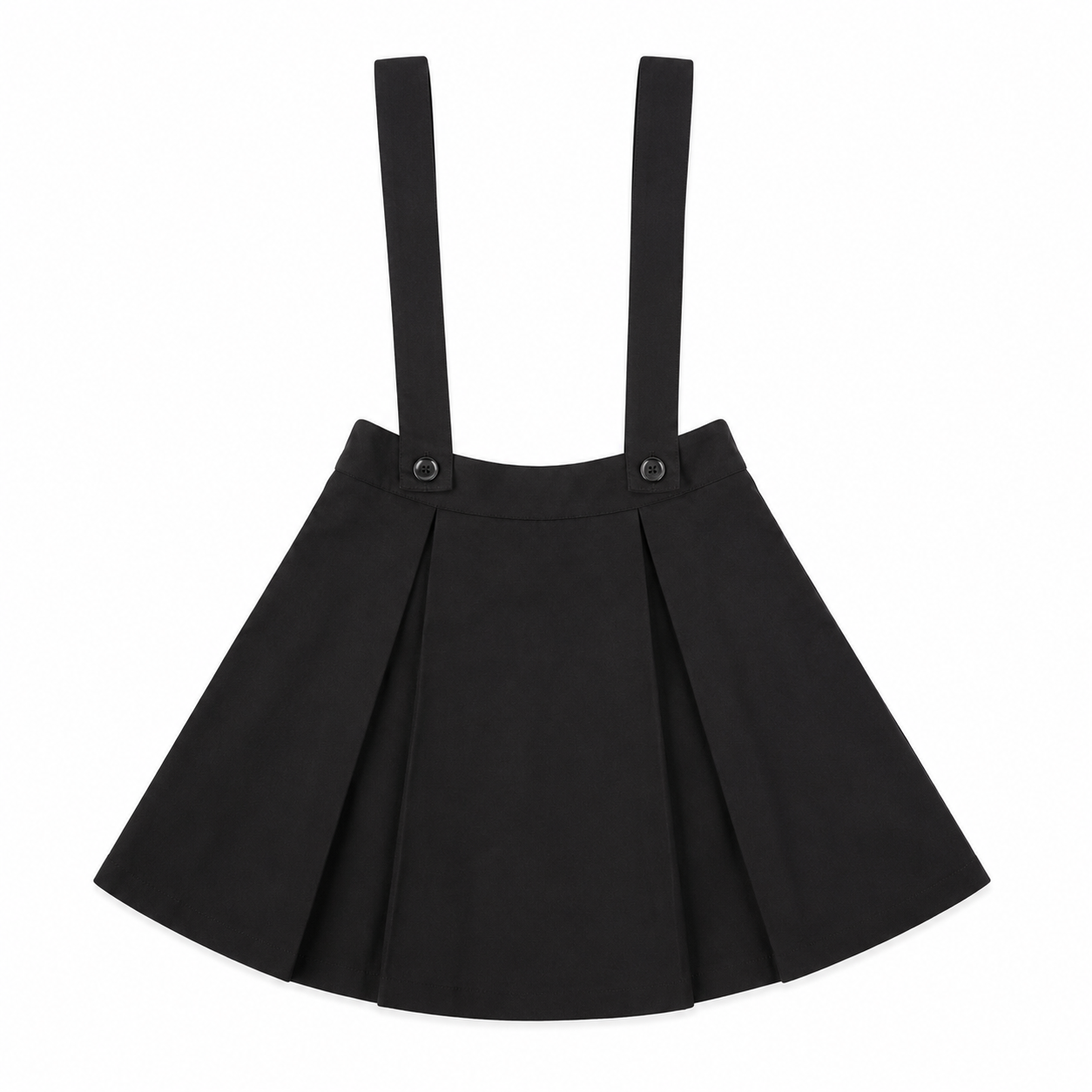 Girls’ Cotton School Skirt with Built-in Shorts & Detachable Straps – Black