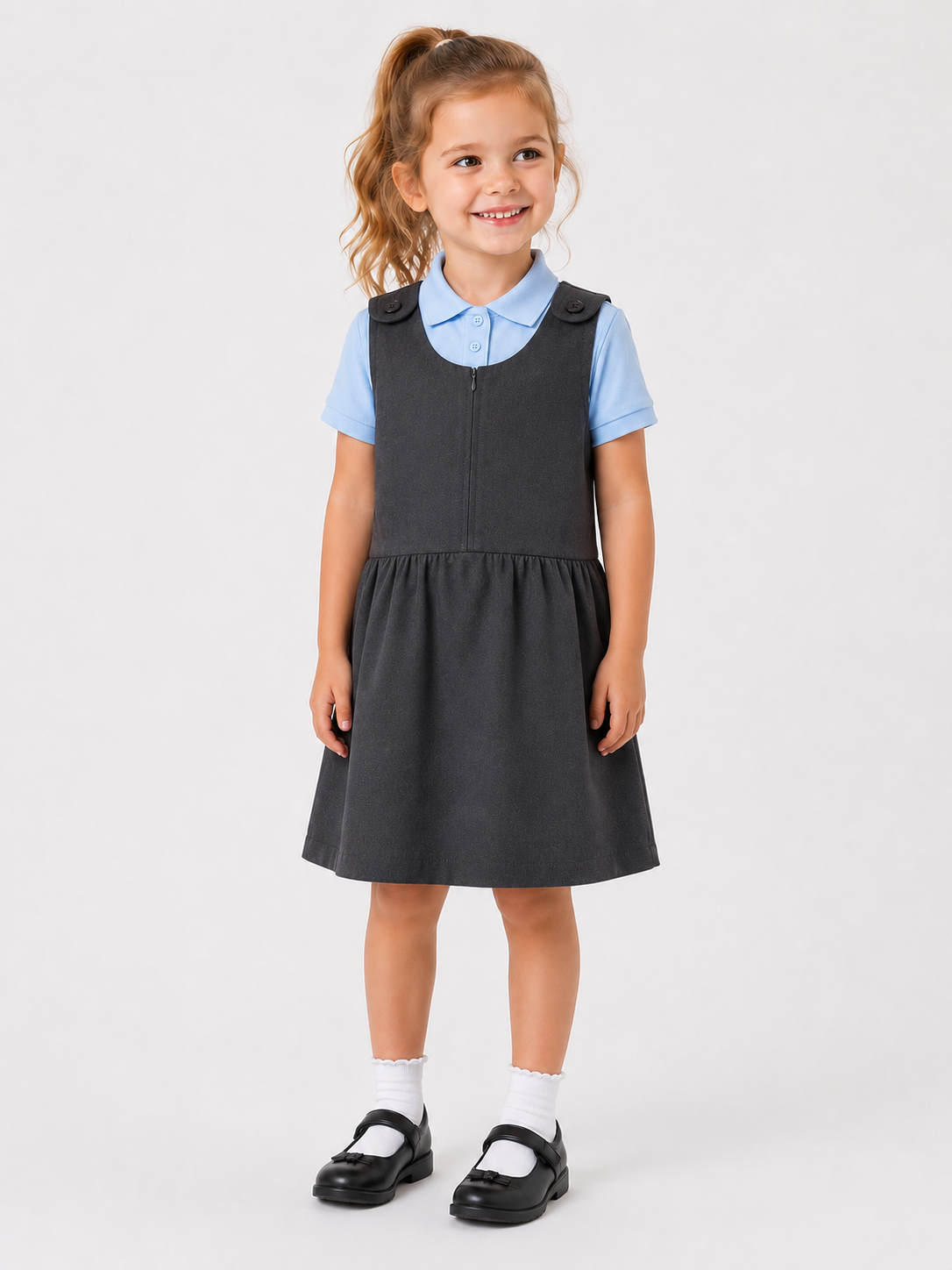 Girl's Grey Pinafore With Front Zip|BetterUniform
