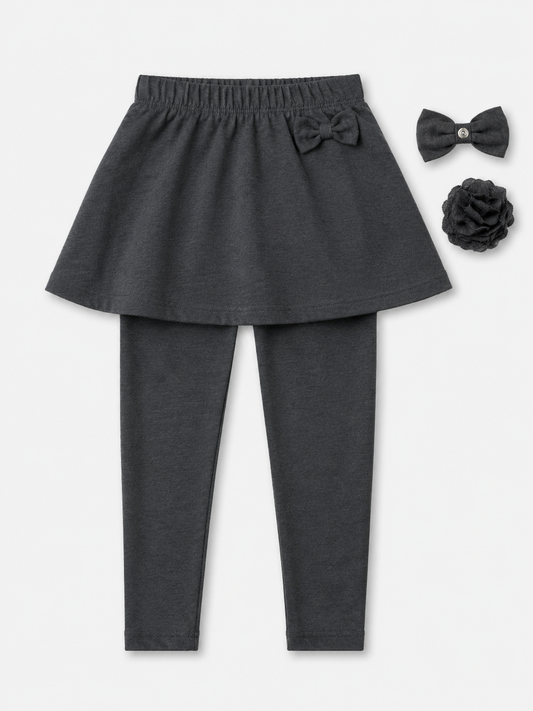 Girls’ Organic Cotton Skirted Leggings – Grey