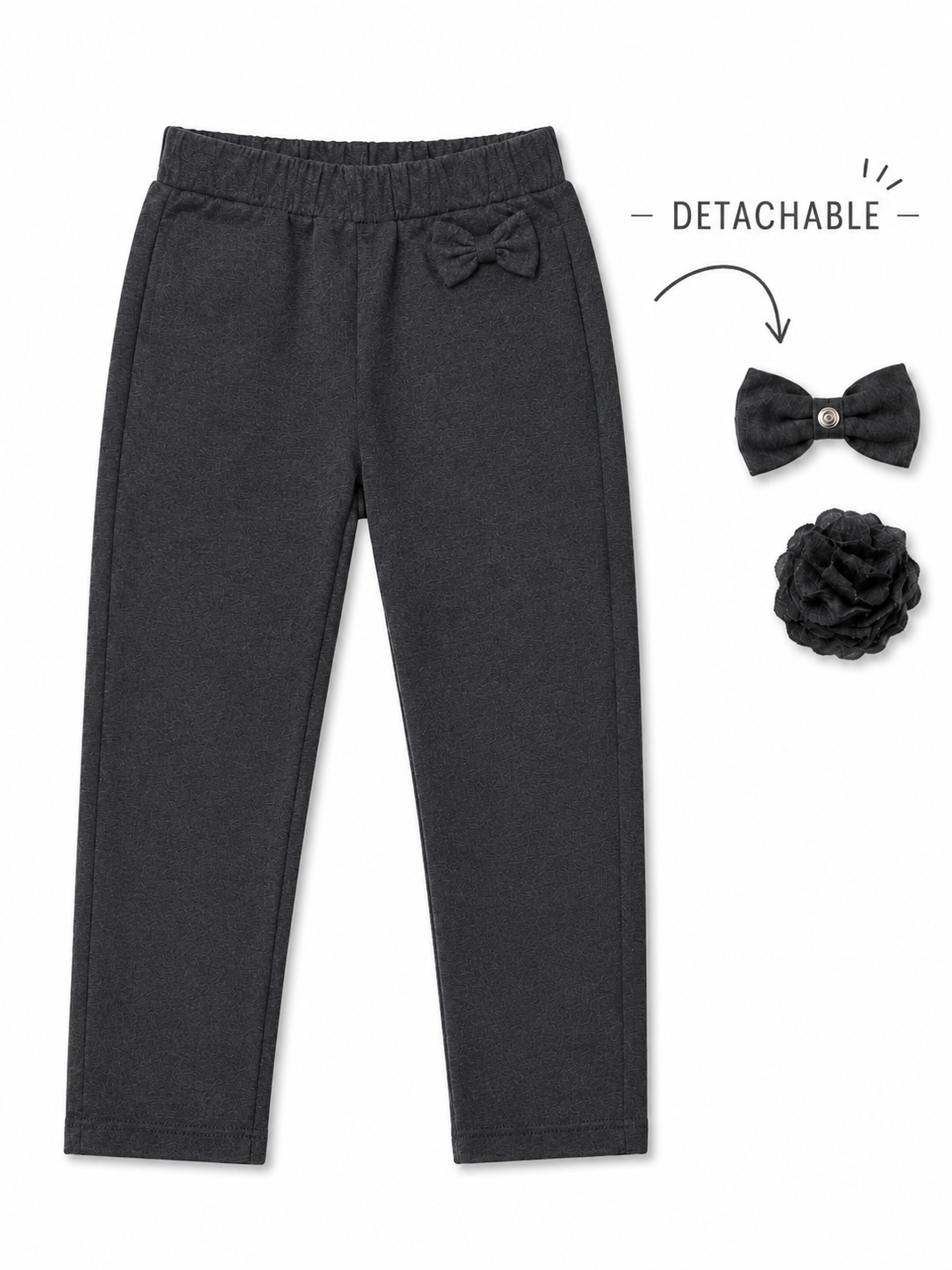 Girls’ Organic Cotton Pull-On School Trousers – Grey
