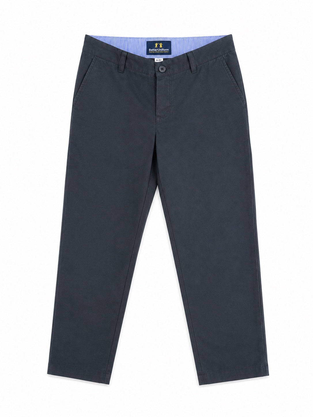 Boys’ Cotton School Trousers – Zip & Button – Grey