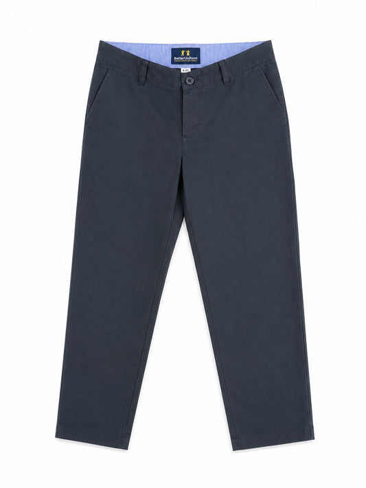 Boys’ Cotton School Trousers – Zip & Button – Grey